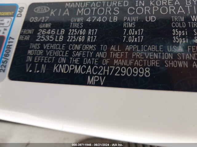 KIA Sportage Lx 2017 KNDPMCAC2H7290998 Image 9