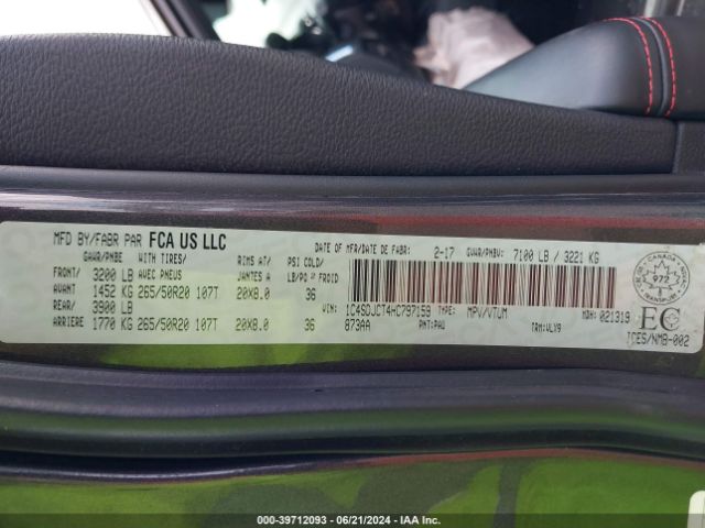 1C4SDJCT4HC797159 Dodge Durango R/t