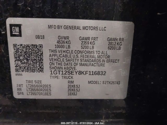 1GT12SEY8KF116832 GMC Sierra 2500hd Denali