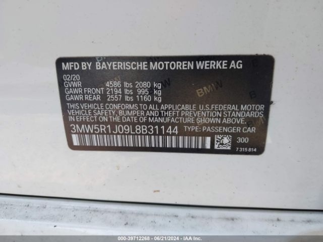3MW5R1J09L8B31144 BMW 330I