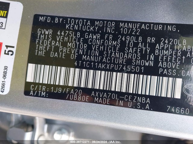 Toyota CAMRY LE 2023 4T1C11AKXPU745501 Image 9