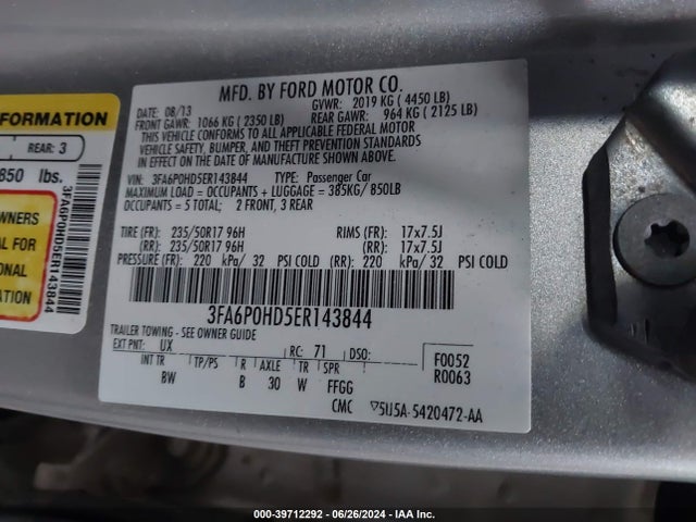 Ford FUSION SE 2014 3FA6P0HD5ER143844 Image 9