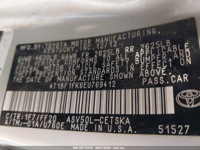 Toyota CAMRY SE 2014 4T1BF1FK6EU769412 Image 9