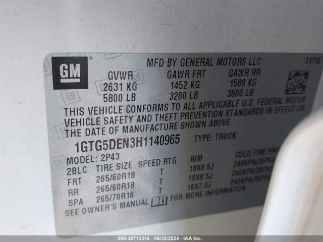 1GTG5DEN3H1140965 GMC CANYON SLT