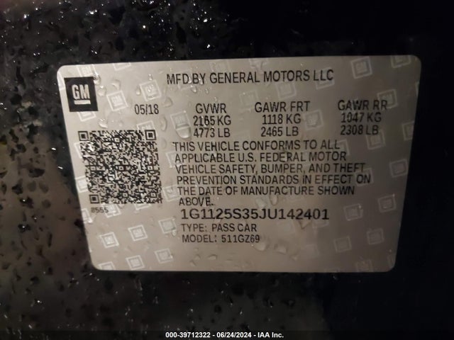 Chevrolet IMPALA 2LZ 2018 1G1125S35JU142401 Image 9