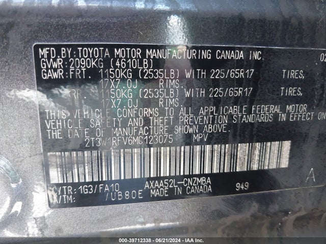 Toyota Rav4 Xle 2021 2T3W1RFV6MC123075 Image 9