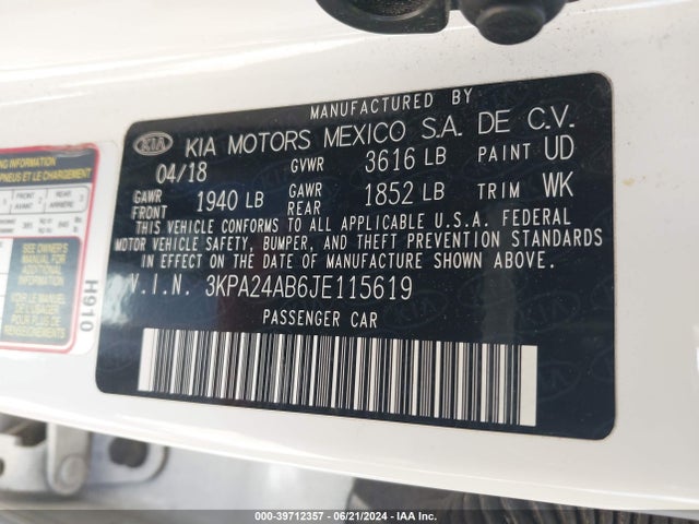 KIA RIO S 2018 3KPA24AB6JE115619 Image 9