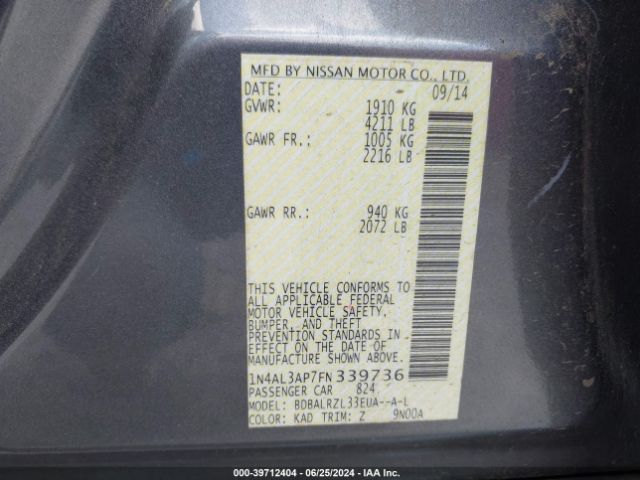 1N4AL3AP7FN339736 Nissan Altima 2.5 Sl