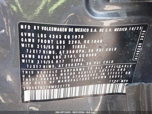 3VV5X7B27RM022176 Volkswagen Taos 1.5t S