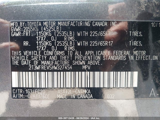 Toyota Rav4 Xle 2017 2T3WFREV5HW327454 Image 9