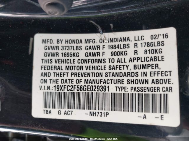 19XFC2F56GE029391 Honda Civic Lx