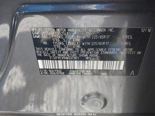 Toyota RAV4 LE 2017 2T3ZFREVXHW337961 Image 9