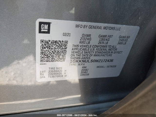 GMC Acadia Awd Slt 2021 1GKKNULS0MZ172436 Image 9