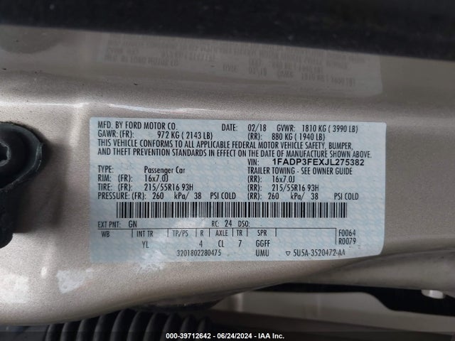 Ford FOCUS SE 2018 1FADP3FEXJL275382 Image 9