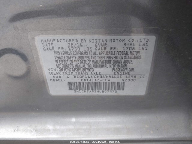 Nissan Versa 1.6 S+ 2017 3N1CN7AP3HL807973 Image 9