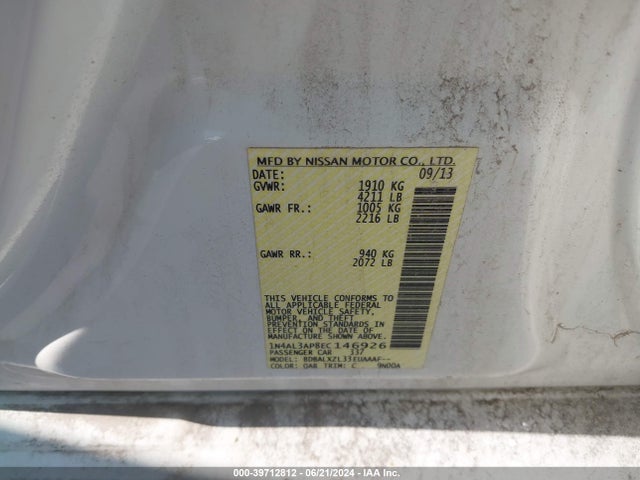 Nissan Altima 2.5 Sl 2014 1N4AL3AP8EC146926 Image 9