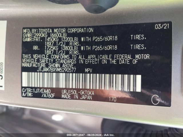 JTJAM7BX9M5290577 Lexus 460 Premium