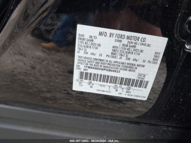 1FMSK8DH6PGB68823 Ford EXPLORER XLT