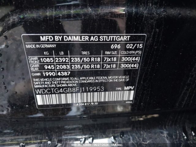 WDCTG4GB8FJ119953 Mercedes-Benz Gla 250 4matic