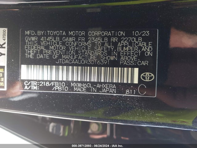 Toyota Prius Le 2024 JTDACAAU0R3016391 Image 9
