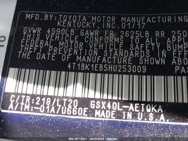 Toyota Avalon Touring 2017 4T1BK1EB5HU253009 Image 9