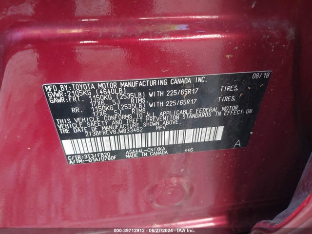 Toyota RAV4 LE 2018 2T3BFREV8JW833462 Image 9