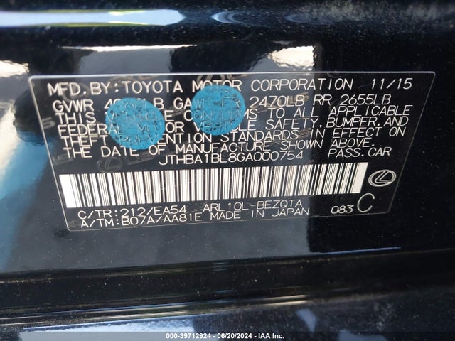 Lexus GS 200T 2016 JTHBA1BL8GA000754 Image 9