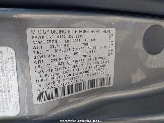 2010 PORSCHE CAYENNE WP1AA2AP9ALA01090 Photo 8