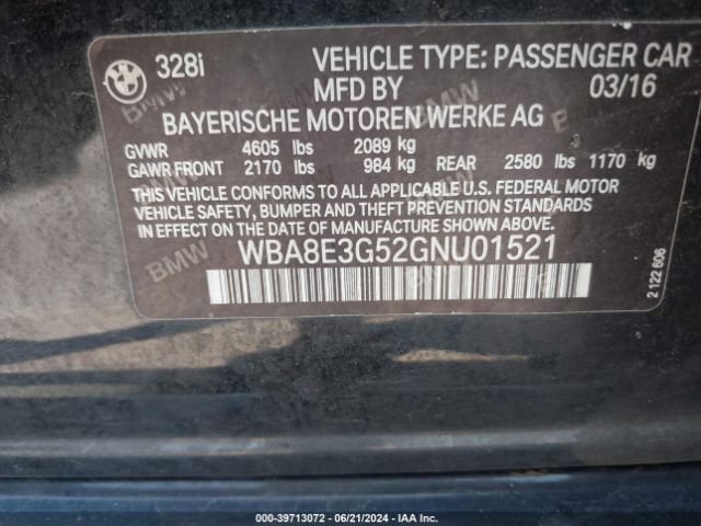 WBA8E3G52GNU01521 BMW 328i Xdrive