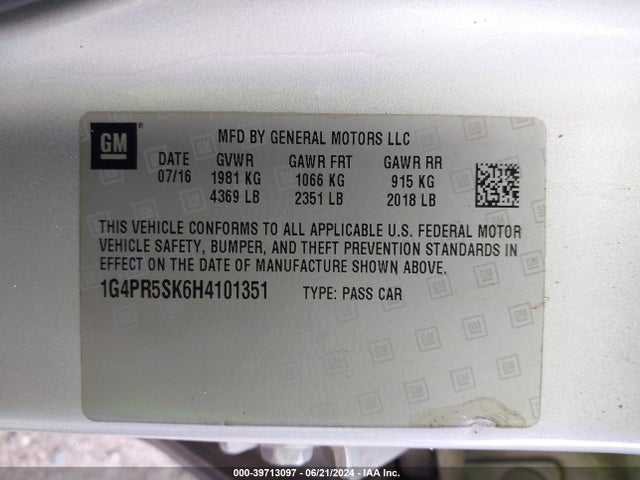 1G4PR5SK6H4101351 Buick Verano Sport Touring