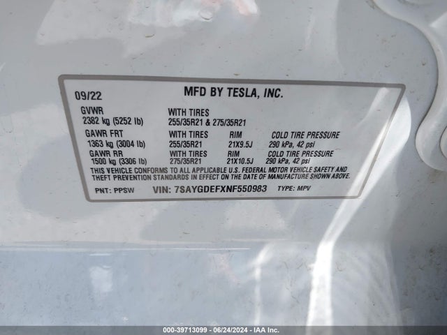 7SAYGDEFXNF550983 Tesla Model Y Performance Dual Motor All-wheel Drive