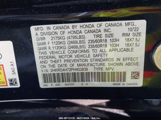 Honda Cr-v Ex-l Awd 2023 2HKRS4H72PH403839 Image 9