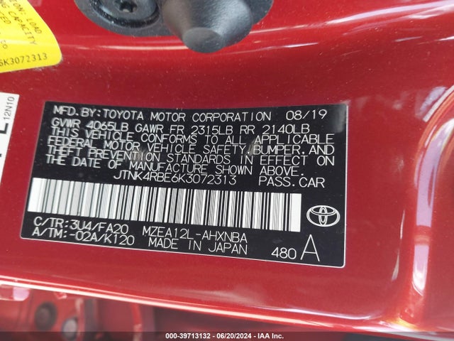 Toyota COROLLA SE 2019 JTNK4RBE6K3072313 Image 9