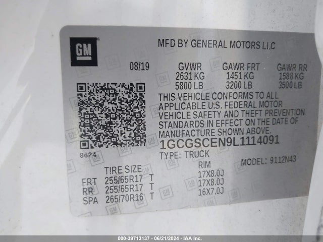 1GCGSCEN9L1114091 Chevrolet Colorado 2wd  Short Box Lt