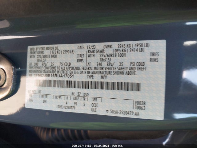 Ford Escape Phev 2024 1FMCU0E16RUA17051 Image 9