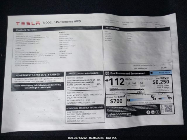 5YJ3E1ET8RF772171 Tesla MODEL 3