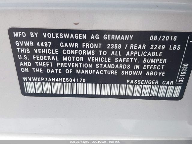 WVWKP7AN4HE504170 Volkswagen Cc 2.0t Sport