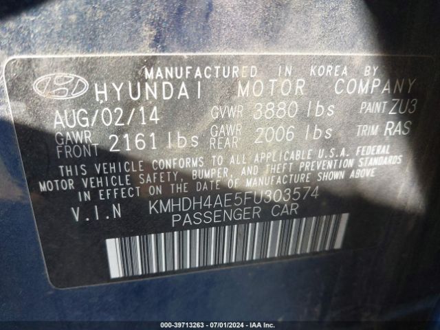 KMHDH4AE5FU303574 Hyundai Elantra Limited