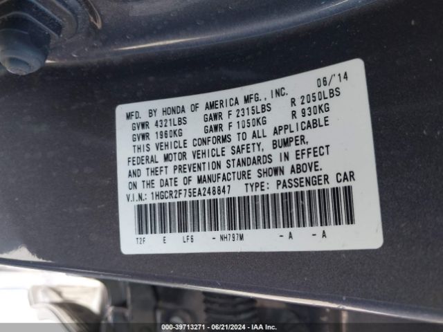 1HGCR2F75EA248847 Honda ACCORD EX