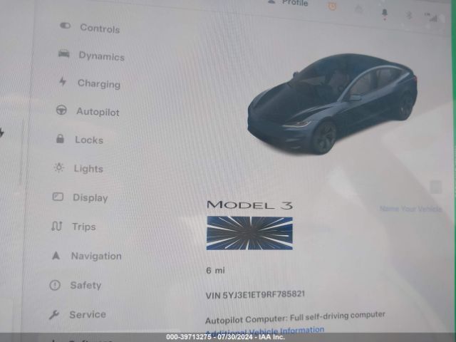 5YJ3E1ET9RF785821 Tesla MODEL 3