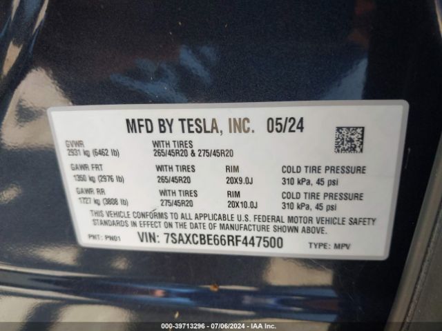 7SAXCBE66RF447500 Tesla Model X Plaid Tri Motor All-wheel Drive