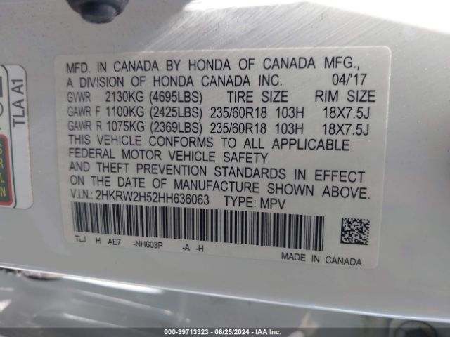 2HKRW2H52HH636063 Honda CR-V EX