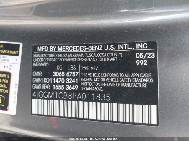 4JGGM1CB8PA011835 Mercedes-Benz Eqe 350 Suv 4matic