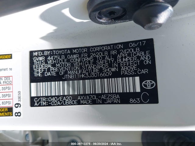 Toyota CAMRY SE 2018 JTNB11HK3J3016609 Image 9