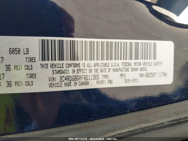 2C4RDGBG0FR511365 Dodge Grand Caravan American Value Pkg