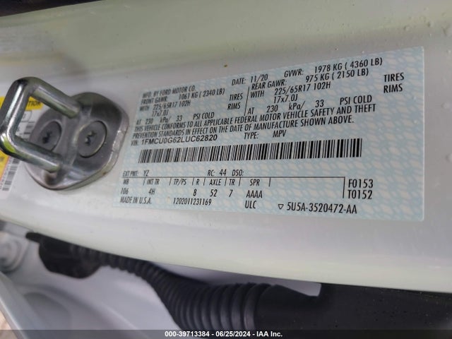 Ford ESCAPE SE 2020 1FMCU0G62LUC62820 Image 9
