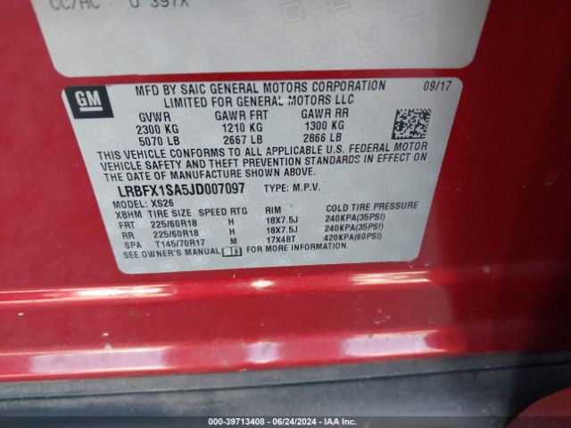 LRBFX1SA5JD007097 Buick Envision Essence