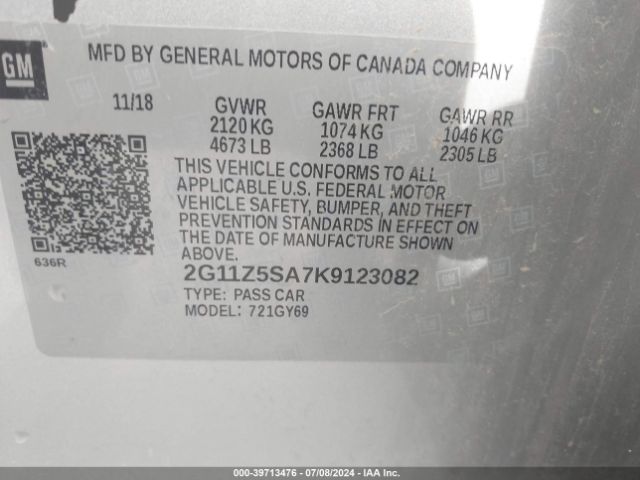 2G11Z5SA7K9123082 Chevrolet IMPALA LT