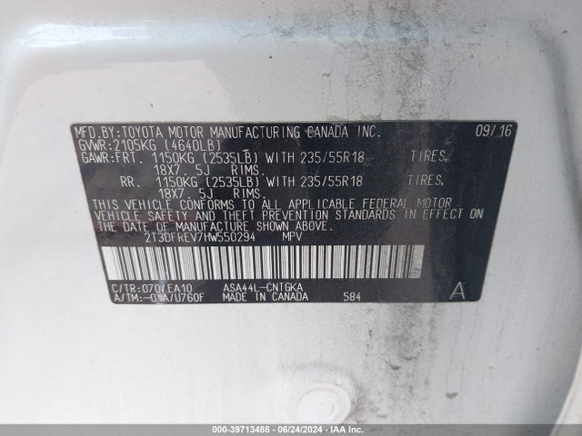 2T3DFREV7HW550294 Toyota Rav4 Platinum