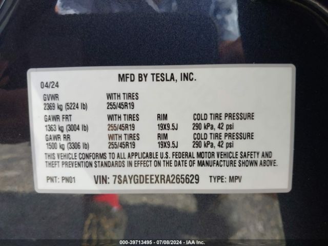7SAYGDEEXRA265629 Tesla Model Y Long Range Dual Motor All-wheel Drive